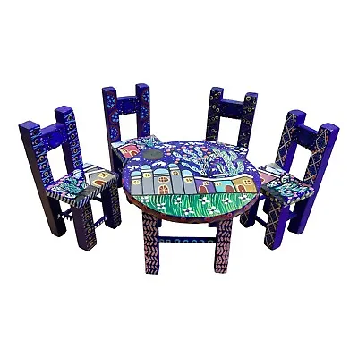 Handcarved San Martin Ticajete Oaxacan Folk Art - Miniature Table & Four Chairs • $80