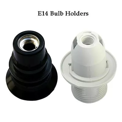 E14 Bulb Holder Screw Lamp Base Socket Black/White Lamp Shade Ring Heat Resist • £5.24