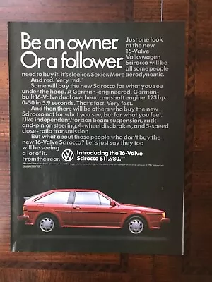 1986 Vintage Original Print Ad Introducing The 16-Valve Volkswagen Scirocco  • $10.99