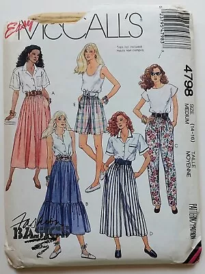 Mccalls 4798 Sewing Pattern Womans Culottes Shorts Pants Skirts Size 14 - 16 • £11