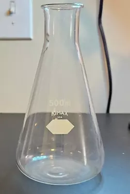 VIntage KIMAX USA Glass 500mL Graduated Mouth Erlenmeyer Flask • $10