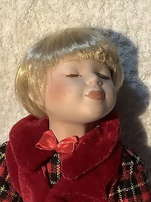 Rudy Porcelain Boy Doll 32cm Tall Blonde Hair Homeart SKU 5367Excellent Condit. • $19.95