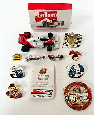 AYRTON SENNA / ALAIN PRONT PINS A DIE CAST PROMO McLAREN CAR  MINT . • $100