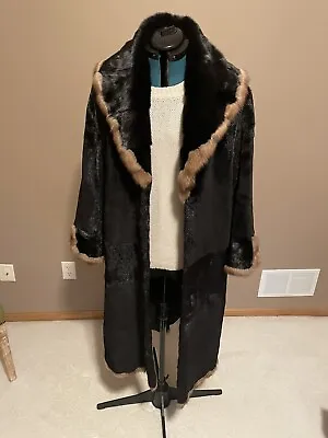 Unique Sage Furs Sheared Mink With Sable Trim Massive Collar Like Hood Size Sml • £403.82