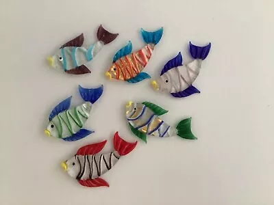 REDUCED Six Vintage Murano Hand Blown Art Glass Fish Ornaments With Original Box • $39