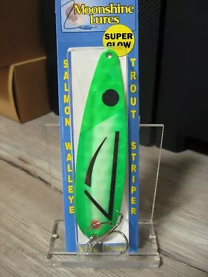 Moonshine Lures 4 1/2  Magnum Salmon Trolling Spoon Super Glow Ultimate Flounder • $11.87