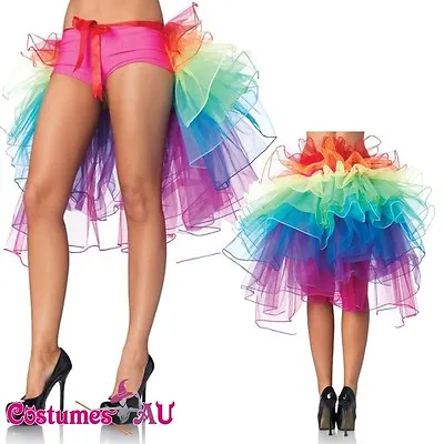 Womens Rainbow Tail Dress Costume Petticoat Tutu Skirt Mardi Gras Burlesque • $10.38