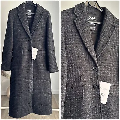 Zara Plaid Manteco 80% Wool Coat Zw Collection Nwt Xs M Xxl • $199