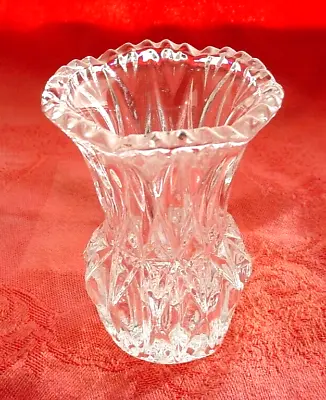 Crystal Vase Sawtooth Edge Fancy Small Size Clear Glass • $4.96