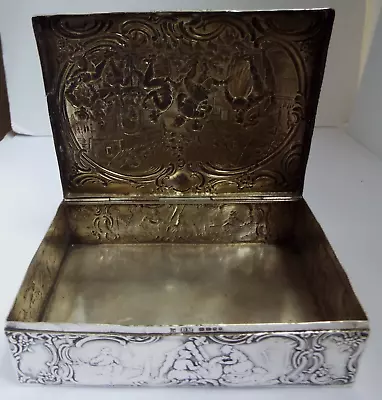 Nice Heavy Large Decorative Antique 1899 All Sterling Silver Cigarette Jewel Box • $196.64