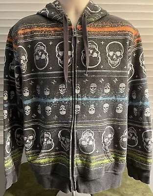 Ecko Unltd. Neon Group Skull Print Hoodie Sweatshirt Men’s Size Large Y2K EUC • $24.99