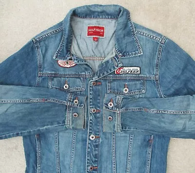 Tommy Hilfiger Red Label Denim Mens M Embroidered Premium Vintage Jean Jacket • $21.90