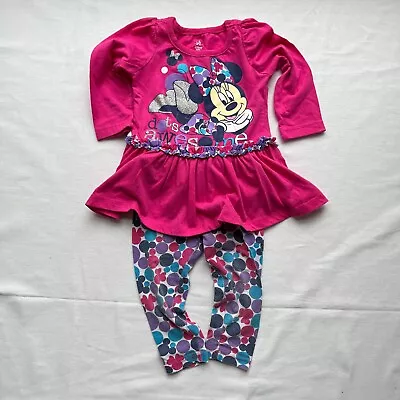 12M Disney Baby Minnie Mouse Two Piece Outfit Pink Purple WDW Vacation Outfit • $4.99