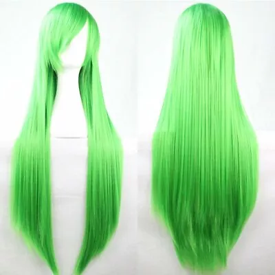 New 80cm Straight Sleek Long Full Hair Wigs W Side Bangs Cosplay Costume Womens • $9.75