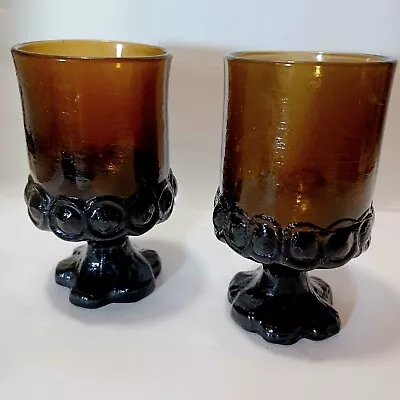 Vintage MCM Tiffin Franciscan Madeira Smoke Brown Juice/Wine Goblets Rustic (2) • $15