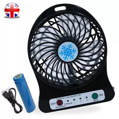 Portable Mini Hand-held Small Desk Fan Personal Cooler Cooling USB Rechargeable • £5.95