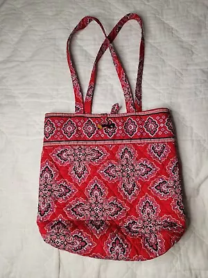 Vintage Vera Bradley Red Floral All Over Print Tote Bag Purse Made In USA 13  • $17