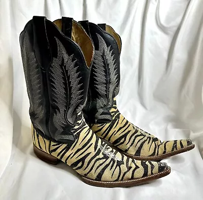 Tiger Stripe Sting Ray Manta Ray Western Cowboy Boots Size 8 • $149.99