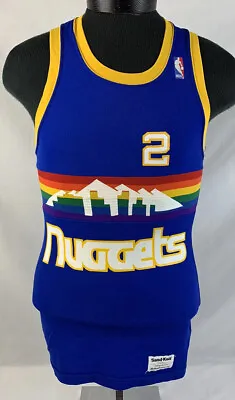 Vintage Denver Nuggets Jersey Alex English NBA Basketball Sand Knit USA 80s 90s • $67.99