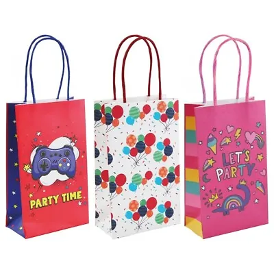 8 X Balloons Girls & Boys Goodie Paper Bags For Christmas Party Supply • £10.44