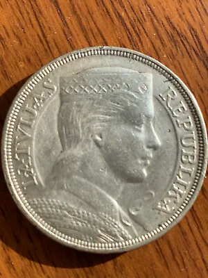 1932 Latvia Silver 5 Lati - Choice Bright Uncirculated • $90