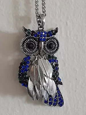 Vintage Rhinestone Owl Boho Necklace • $35