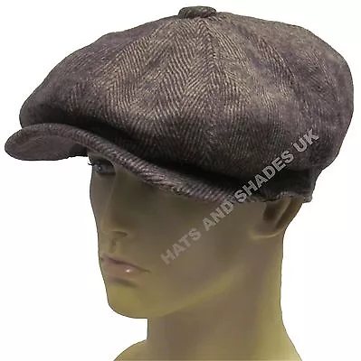 £10.99 • Buy Peaky Blinders Newsboy Herringbone Hat Gatsby Cap Flat 8 Panel Brown Baker Boy