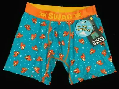 SWAG SIMPSONS Blinky The Three-Eyed Fish Satin Weave Band Turquoise Boxers Men's • $17.99