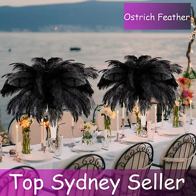 Black 25-80cm Ostrich Feather DIY Crafts Feathers Wedding Party Home Decoration • $6.95
