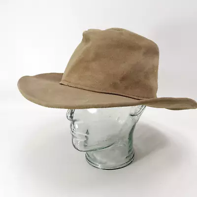 Minnetonka Leather Hat Medium Tan Brown Suede Outback Western Padded Band • $17.46