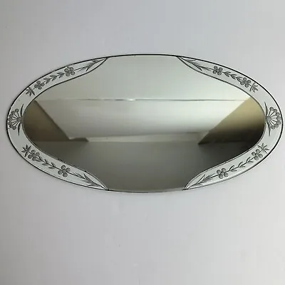 Venetian Mirror Oval Antique Etched Wall Fireplace Mantle Vanity Decorative • $99