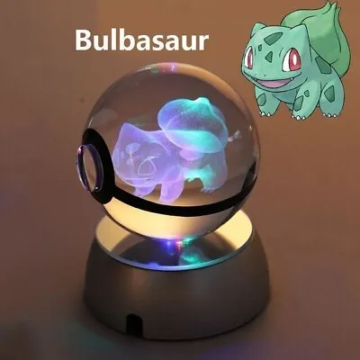 Pokemon 3D Crystal Ball Colour Changing Light Up Bulbasaur • $29