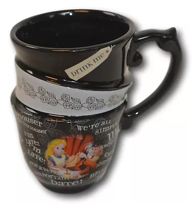 Disney Parks Alice In Wonderland Mad Hatter Drink Me Stacked Black Tea Cup Mug • $24