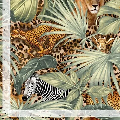 Wild CD1628 Multi Wild Packed Animals Zebra Timeless Treasures Cotton Fabric • $9.59