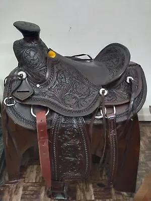 Fork Wade Tree Ranch Roping Trail Leather Western Horse Tack Saddle. • $404.99