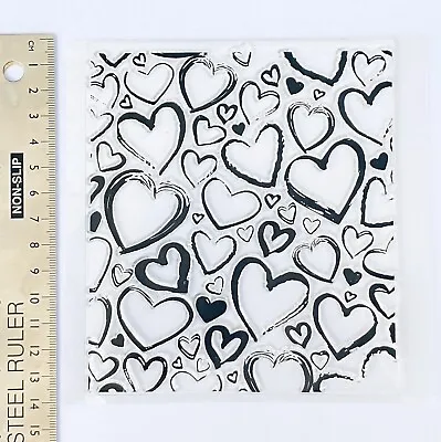 Clear Rubber Stamp Background Valentines Heart Square Love Valentine Birthday • £6.99