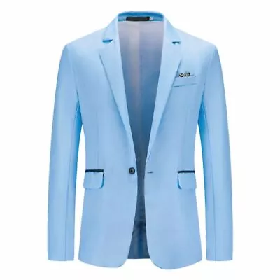 Mens Formal Business Blazer Jacket Wedding Party One Button Smart Coat Tops US • $32.49