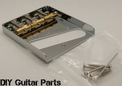 £19.50 • Buy Wilkinson Ashtray Tele Telecaster Bridge Compensated Saddles Chrome Black Gold