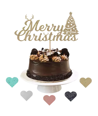 Merry Christmas Glitter Card Cake Topper Party Decoration Christmas Tree • £2.29