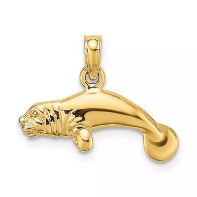 14K 3-D Polished Swimming Manatee Charm • $228.96