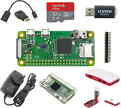 DIGISHUO Raspberry Pi Zero W 9 In 1 Kit Complete Kit 1Ghz 512M Wtih Two Case 32G • $87.95