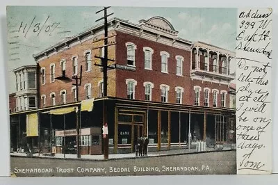 Shenandoah Pa Trust Company Beddal Building 1907 To Pavia Allentown Postcard N10 • $19.95
