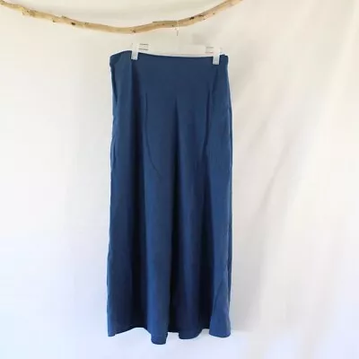 Cato Long Modest Blue Linen Blend Skirt Size 16 A-line Maxi Skirt No Pockets • $22