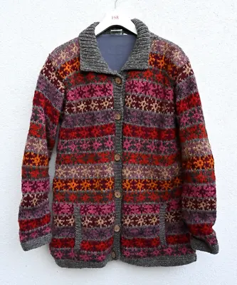 £49.99 • Buy Pachamama Knitted 100% Wool Fleece Lined Cardigan Jacket Coat - Size Large L
