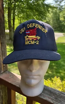 USS Defender MCM-2 Snapback Hat: Bancroft Made In The USA Hat: Embroidered: M • $8