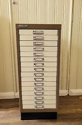 Bisley Filing Cabinet Brown/Cream - 16 Drawer - Good Condition • £50