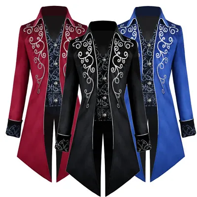 Mens Coat Victorian Steampunk Coat Gothic Jacket Medieval Renaissance Tailcoat • £26.74