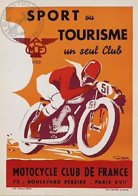 VINTAGE POSTER MOTORCYCLE Racing Bike CLUB French MOTORBIKE Advert Biker A3 A4 • £5.99