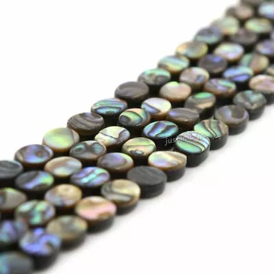 8-20mm Natural Abalone Shell Flat Oval Loose Beads Strand 16  • $15.99