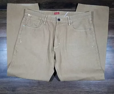 Sean John Jeans Mens 38 Tan Relaxed Straight Hamilton Denim 38 X33 Zipper Fly • $40